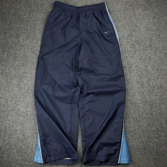 Vintage 90s Y2K Nike Nylon Track Pants Mens Medium Baggy Lined Ankle Zip Warm Up - Picture 12 of 12